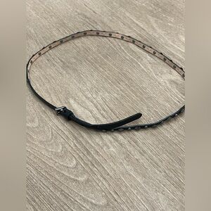 Jcrew black leather studded skinny belt medium